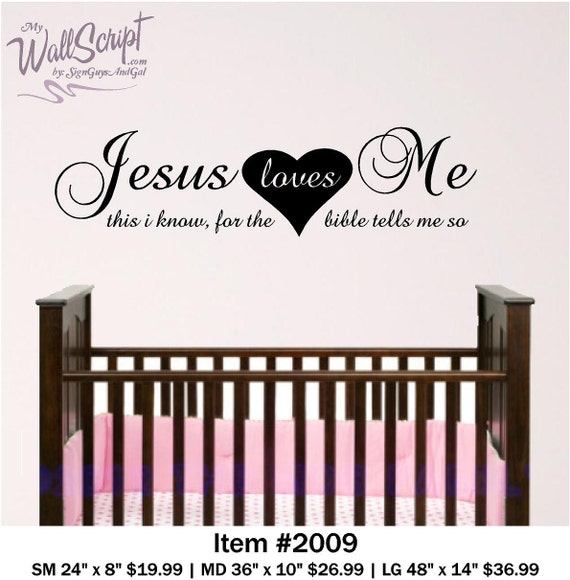 Nursery Wall Art, Jesus Loves Me, Sunday School Room wall decal,