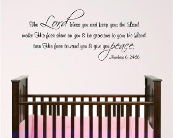 Nursery Bible Verse Wall Art, Lord Bless You, numbers 6:24, vinyl wall decal