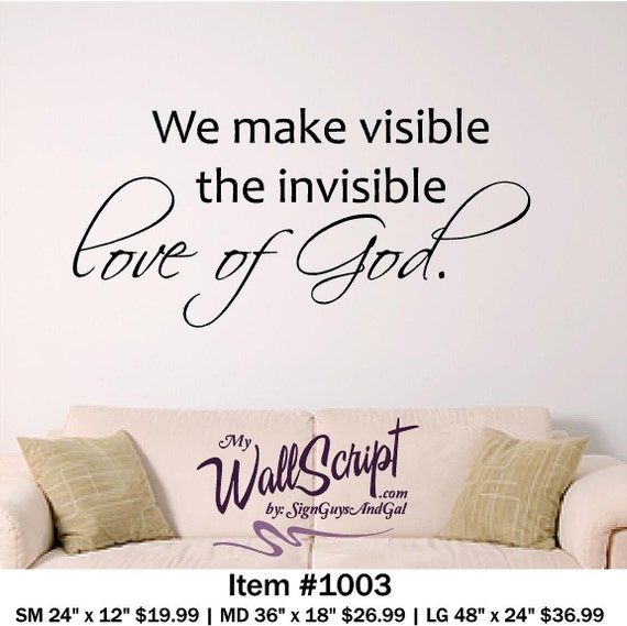 Visible Love of God Wall Decal, Home Decal, Church Wall Decal