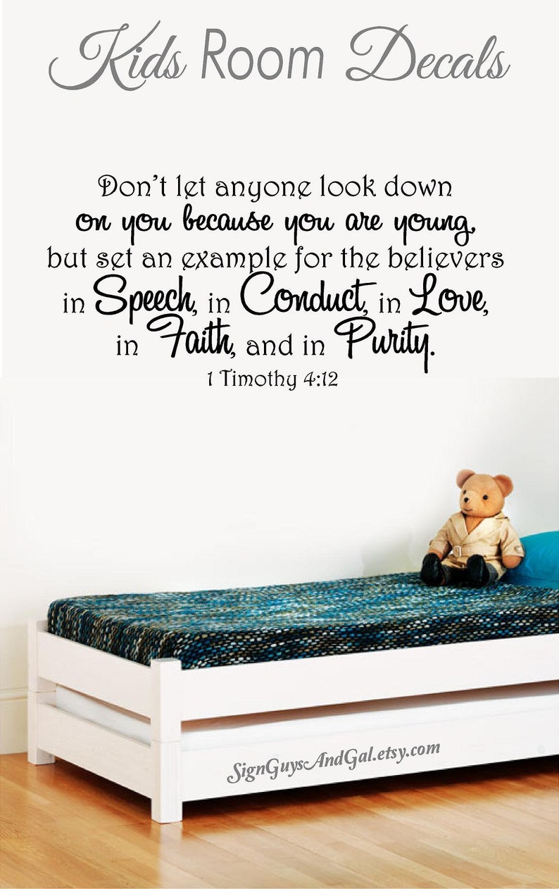Wall Decal for Child Room, Sunday School Room Decal, 1 Timothy 4:12 ...