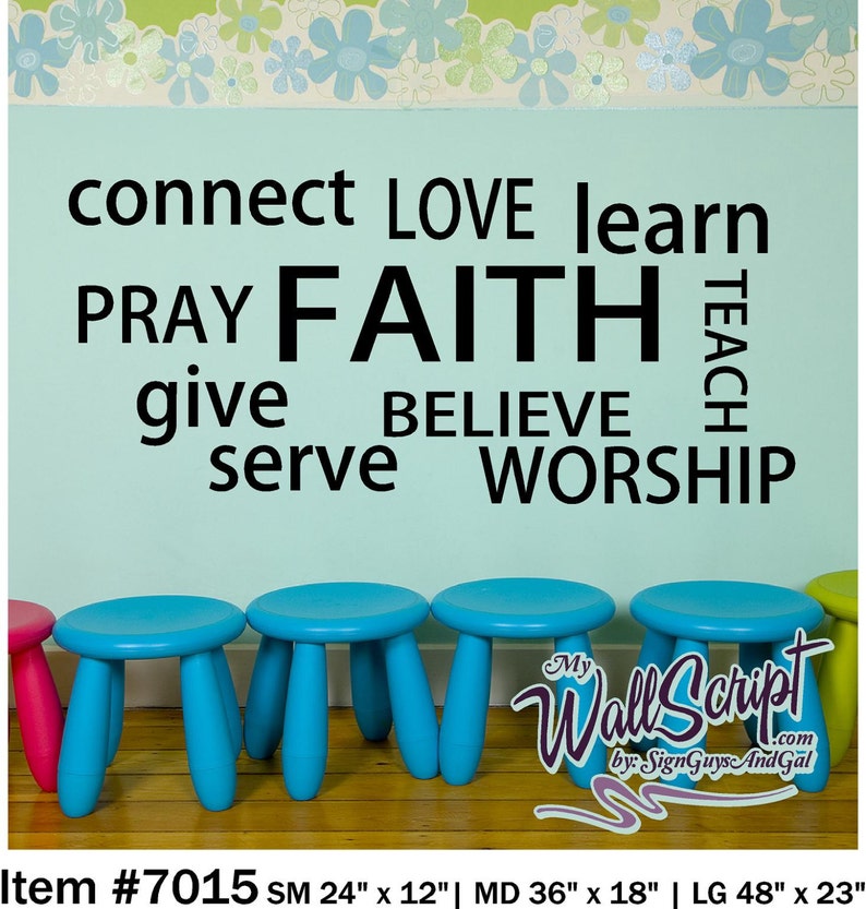 Wall Decal For Child Room Sunday School Room Decal Faith Etsy