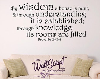 House is Built, Bible Verse Wall Decal, Proverbs 24:3-4 Home Wall Decal