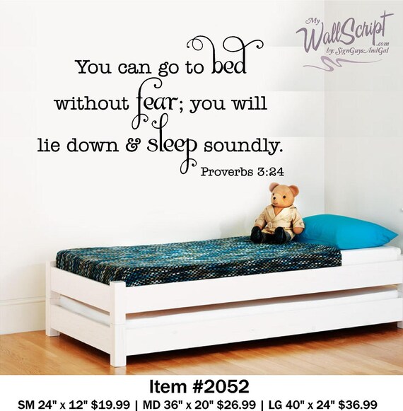 Nursery Wall Decal, Child Room Decal, Proverbs go to bed...