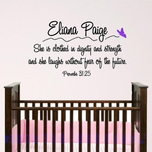 Nursery Bible Verse Wall Art, Proverbs 31.25 image 1