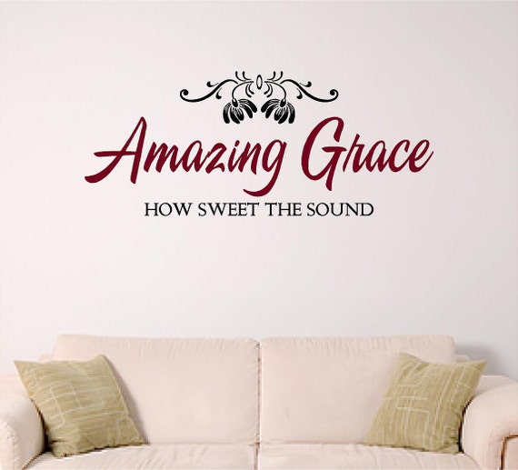 Amazing Grace Home Wall Decall, Hymn Wall Decal, Church Wall Graphic