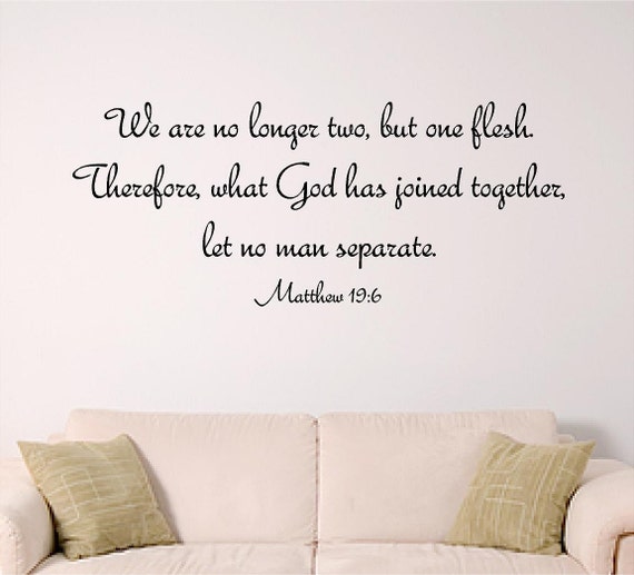 Two become one, Bible verse wall graphic, wall decal for bedroom, church wall decal, wedding gift