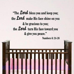 Nursery Bible Verse Wall Art, Lord Bless You image 1