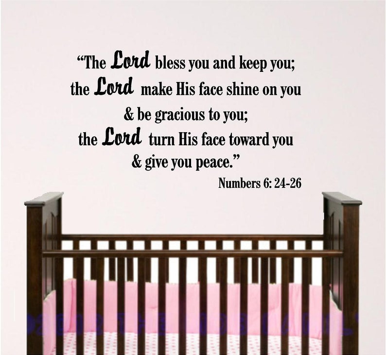 Nursery Bible Verse Wall Art, Lord Bless You image 1