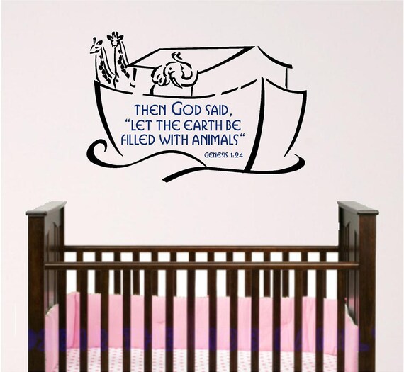 nursery bible verse wall art, noah ark