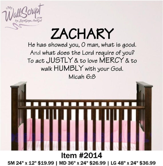 Boy nursery scripture wall art, Michah 6:8, act Justly