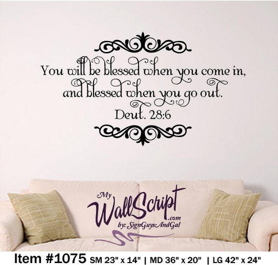 Entry way wall decal, You will be blessed when you come in, inspirational wall decal