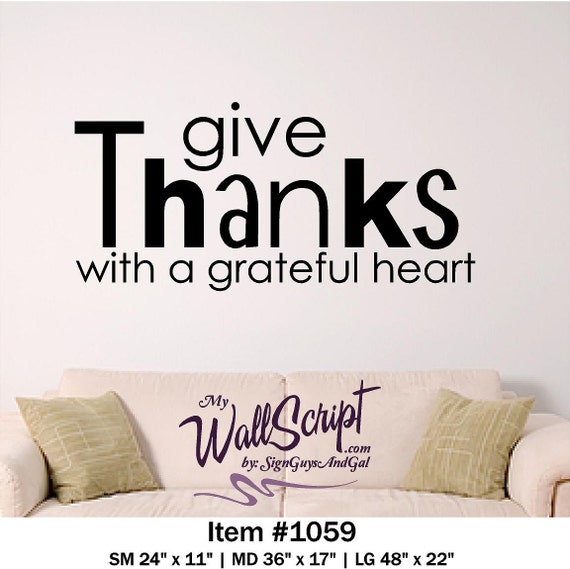 Give Thanks, inspirational wall graphic