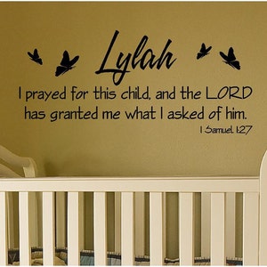 Nursery Wall Art, Personalized... I prayed for this child image 3