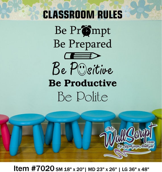 School Wall Art, Classroom Rules, vinyl wall decal sticker, Teacher Room