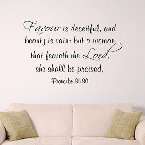 bible verse wall art, Proverbs 31:30 kjv image 1
