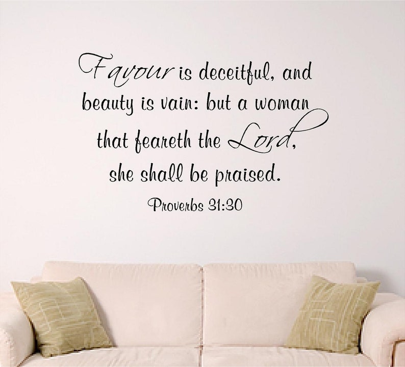 bible verse wall art, Proverbs 31:30 kjv image 1