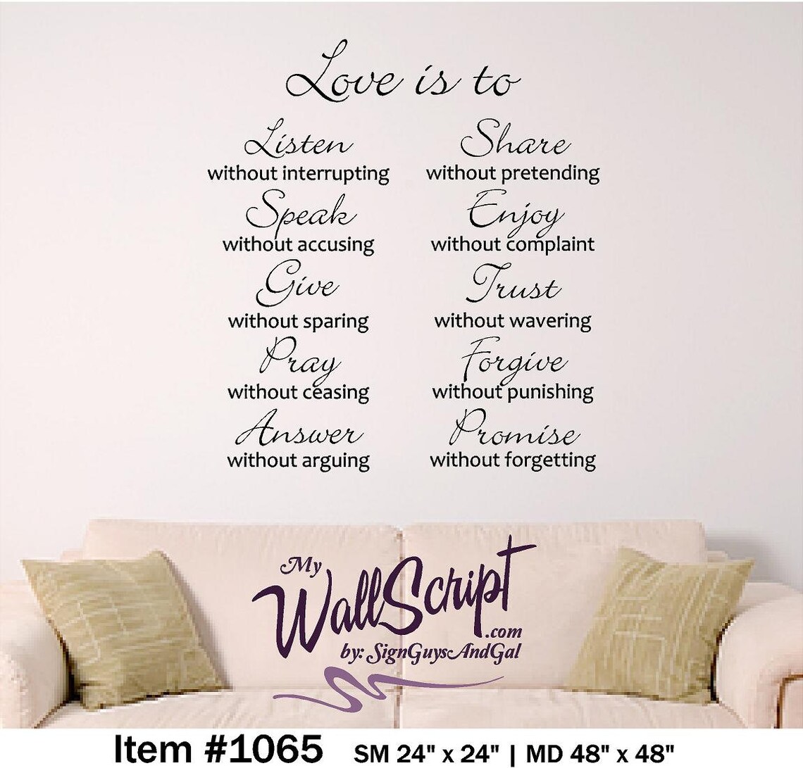 Love Is.. Wall Art Wall Graphic for Bedroom Valentine Etsy