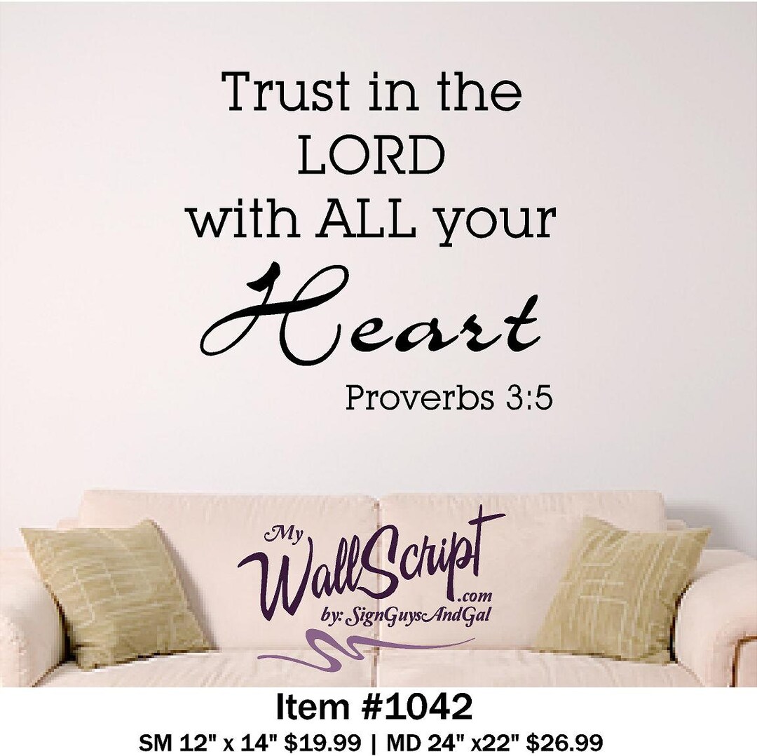 Bible Verse Wall Art, Trust in the Lord With All Your Heart, Proverbs 3 ...