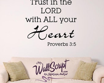 bible verse wall art, Trust in the Lord with all your Heart, Proverbs 3:5