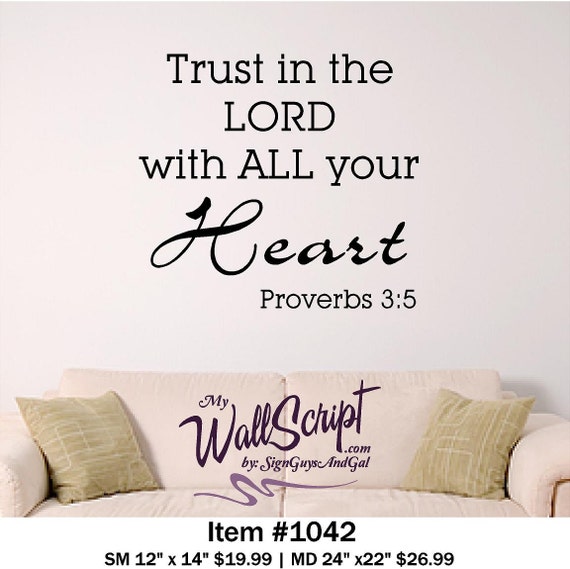 bible verse wall art, Trust in the Lord with all your Heart, Proverbs 3:5