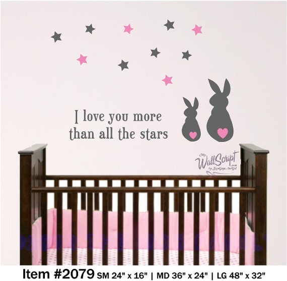 Bunny and Star wall decal, I Love you more than the stars