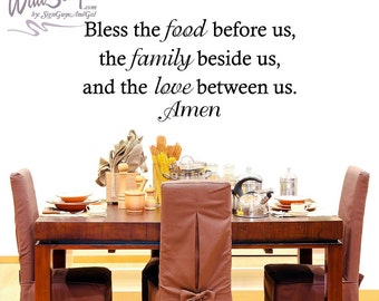 Bless The Food Wall Decal: Family Dinner Prayer, Kitchen Decor