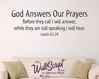 Bible verse wall art, God Answers Our Prayers, Wall Graphic