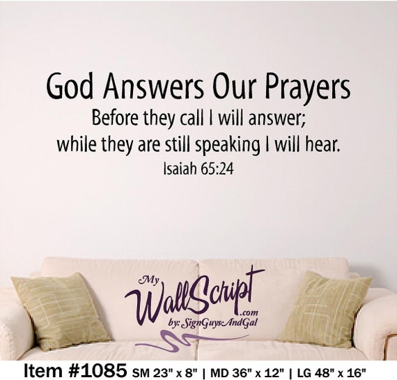 Bible verse wall art, God Answers Our Prayers, Wall Graphic