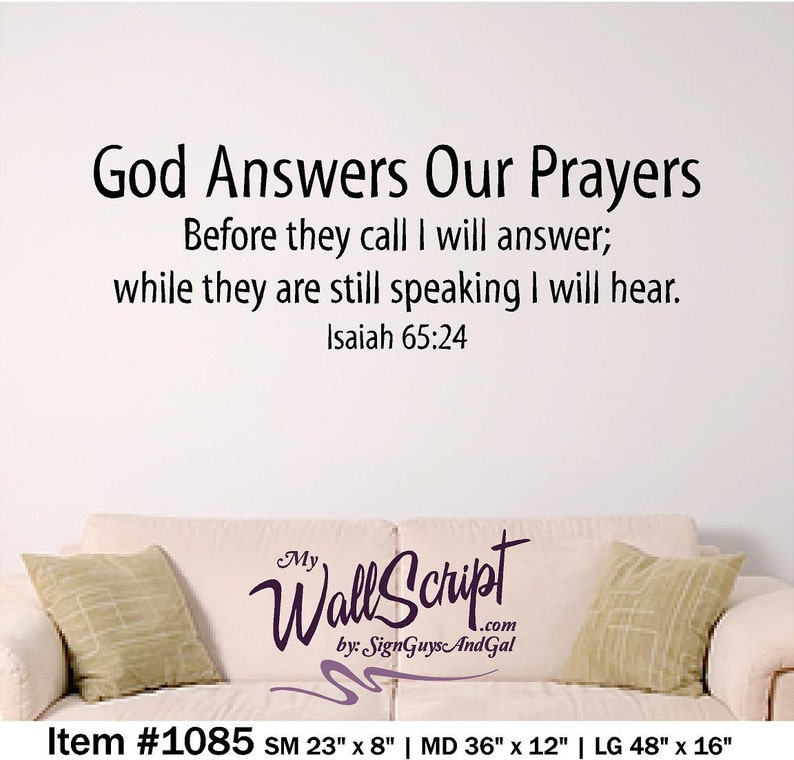 Bible verse wall art God Answers Our Prayers Wall Graphic | Etsy