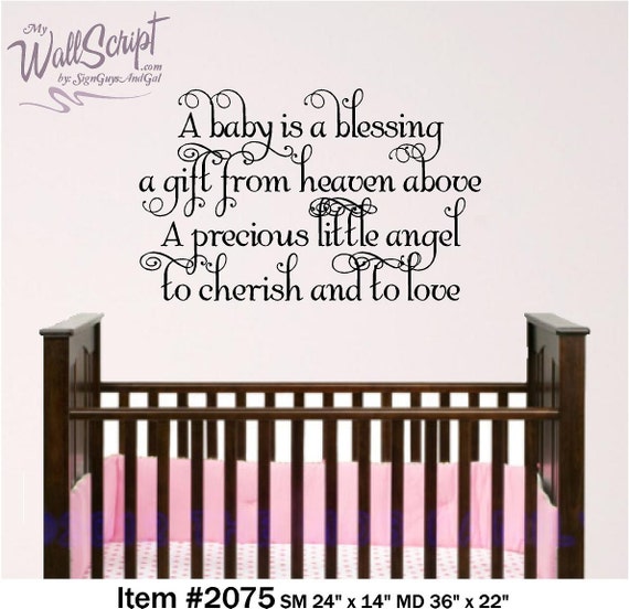 a baby is a blessing wall decal, nursery room wall decal