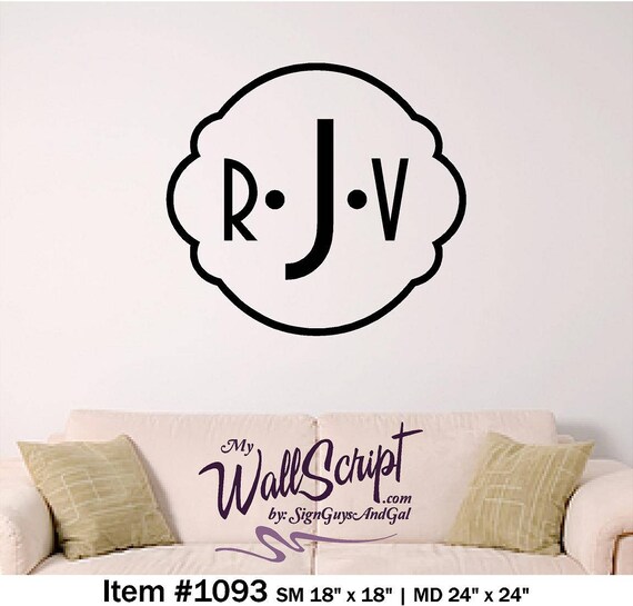 Custom Monogram Family Wall Decal, Entry way wall graphic