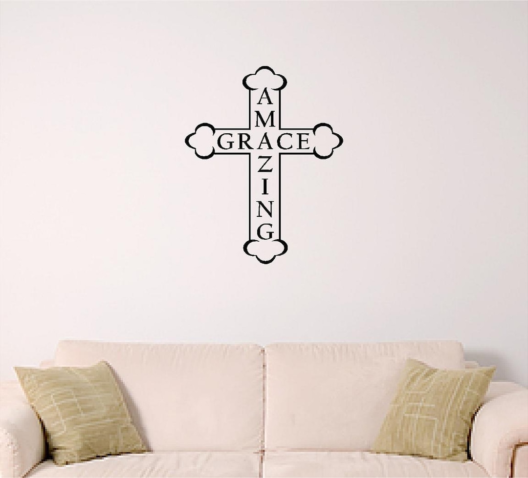 Amazing Grace Wall Decal Cross Decal Church Wall Decal Etsy