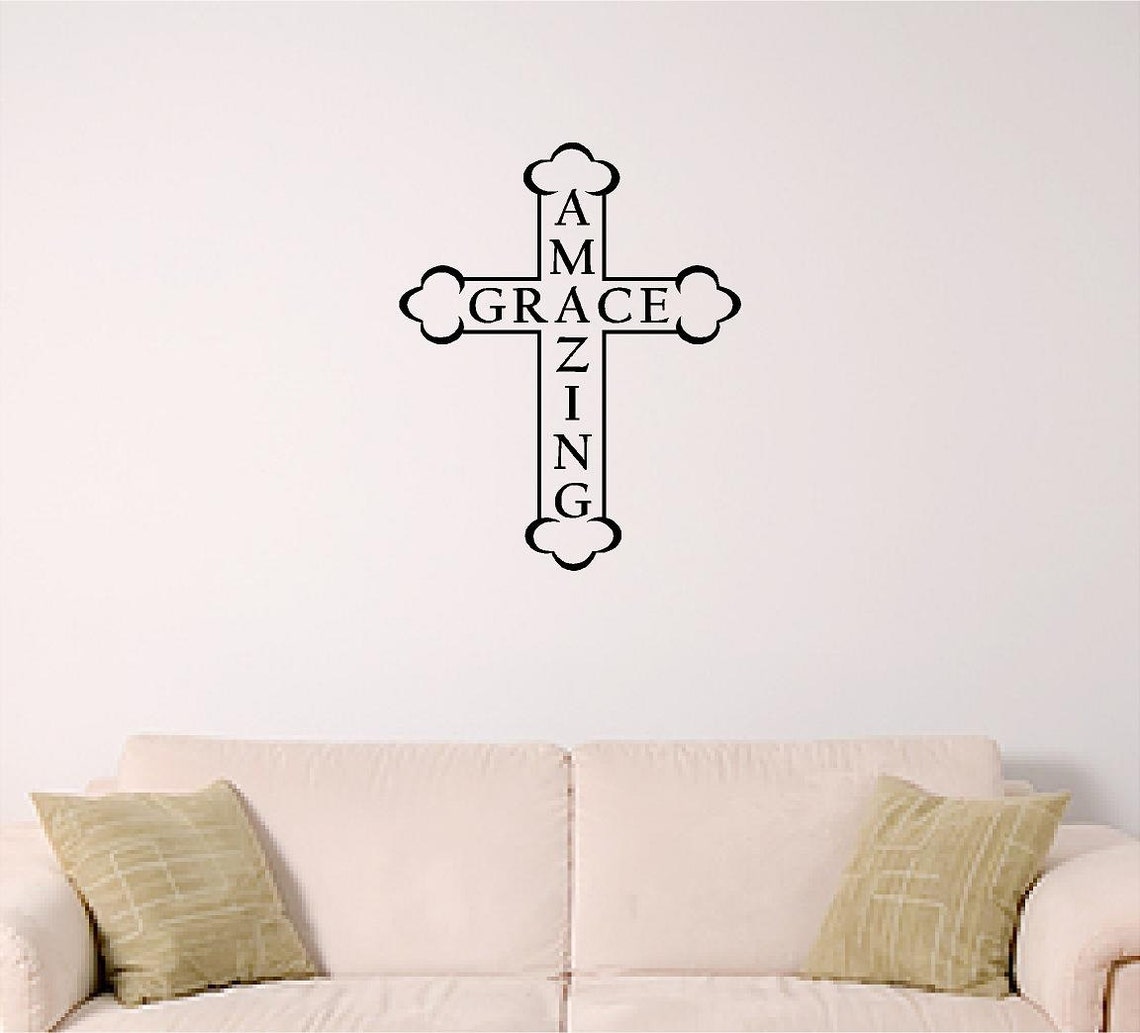 Amazing Grace Wall decal Cross decal church wall decal Etsy