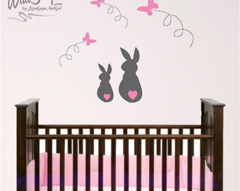 Bunny and Butterfly wall decals, Bunny nurery wall decal