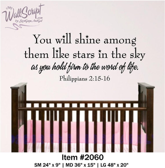 nursery bible verse wall decal, You Will Shine, child room decal