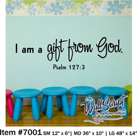 Sunday School Wall Art, gift from God 7001, vinyl wall decal sticker, Christian decor or gift