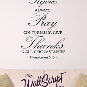 Bible Verse Wall Art, 1 Thessalonians 5:16, Scripture Wall Decal, Home ...