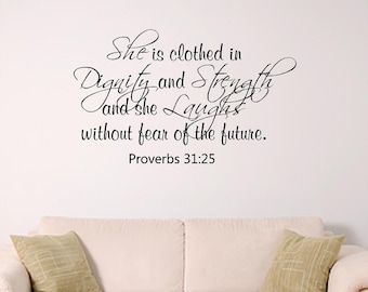 Girl Wall Decal - Dorm Room Wall Decor - Proverbs 31