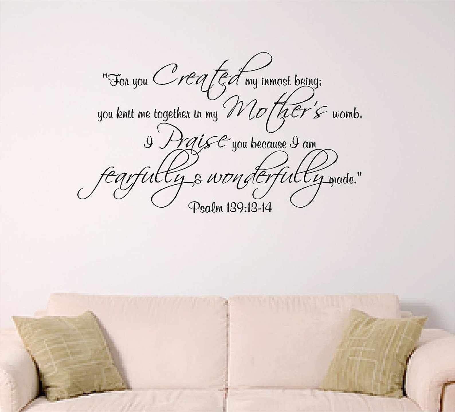 Psalm 139 Wall Decal Bible Verse Decal Nursery Dorm Church Etsy