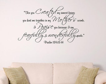 Psalm 139 Wall Decal: Scripture Vinyl Lettering