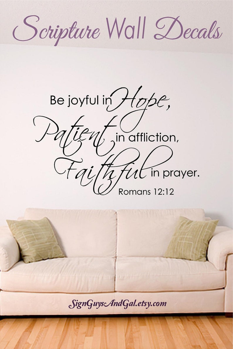 Bible Verse Wall Decal Be Joyful in Hope Patient in Etsy