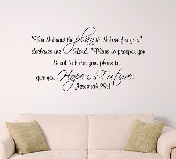 Gods plans for you home wall decal, Jerimiah 29:11
