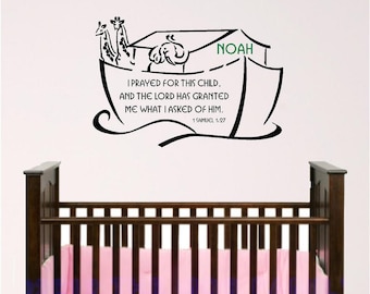 Noah's Ark Nursery Wall Decal: Custom Child's Name, Bible Verse