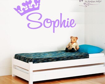 Princess custom name graphic, Girl Nursery Wall Decal, Girls Room Wall Decal