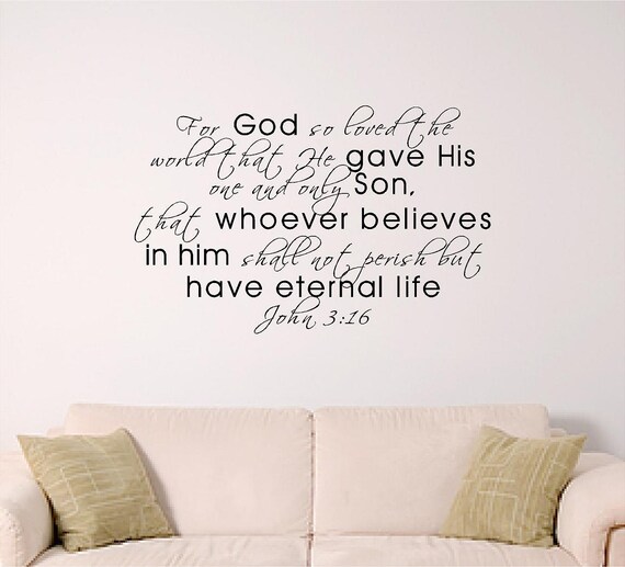 John 3:16 Scripture Wall Decal, home or church decal