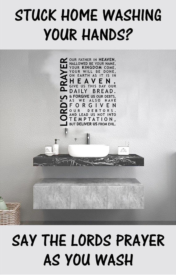 Wash your Hands Decal, Lord's Prayer Wall Decal, Home Prayer Decal, Family Room Bible Decal