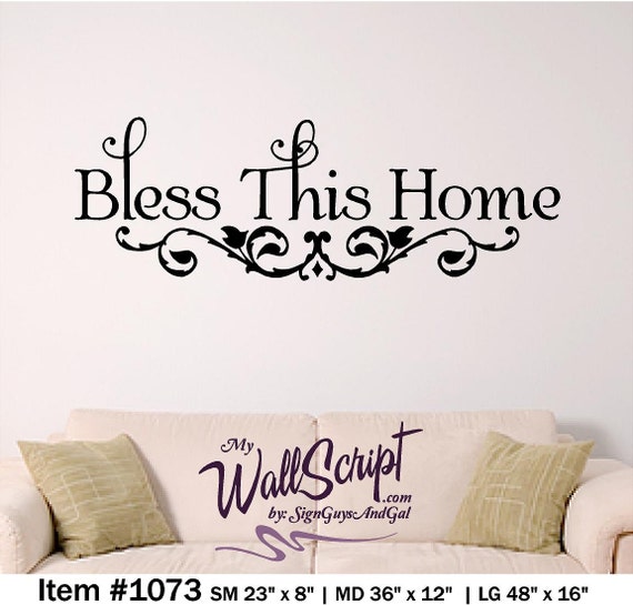 Bless This Home wall Decal, Home Decor Wall Graphic, Wall Art