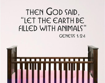 Noah's Ark Nursery Wall Decal: Bible Verse Animal Graphic
