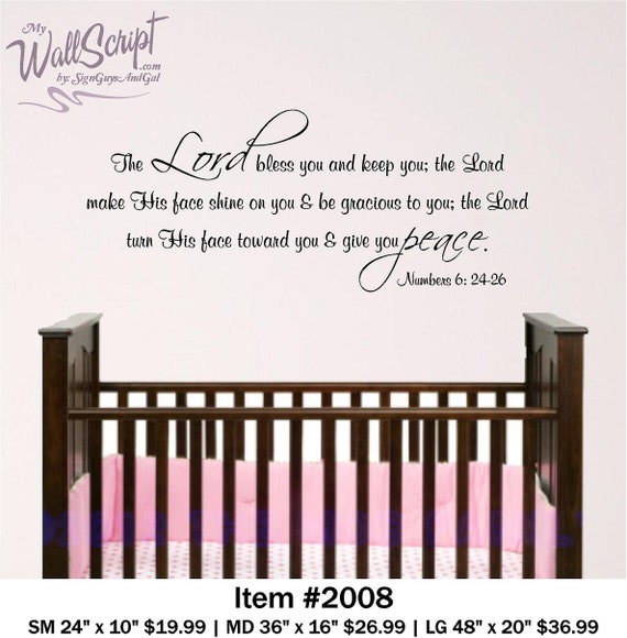 Nursery Bible Verse Wall Art, Lord Bless You. Baby room decal