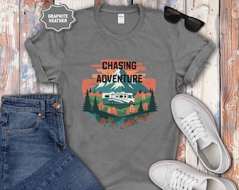 Retro Class A RV Camper Chasing Adventure T-Shirt | Outdoor Travel Tee